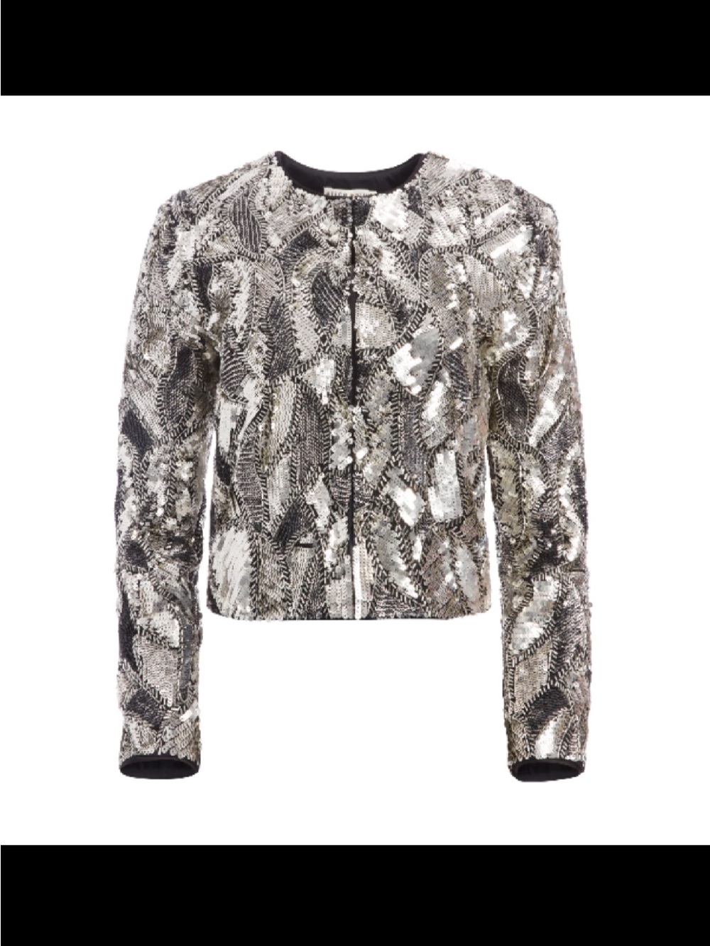 Alice + Olivia Silver Sequin Embellished Jacket